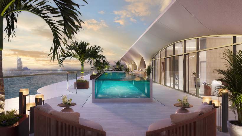 Ocean House by Ellington — penthouse private pool render over the Gulf